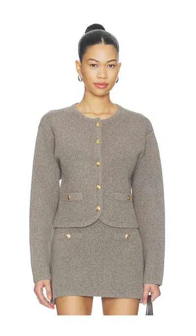 525 America Theodora Curved Hem Button Front Jacket In Gray
