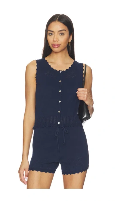 525 America Valentina Button Down Sleeveless Top In Blue