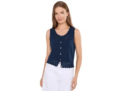525 America Valentina Button Down Sleeveless Top Women's Clothing Dark Blue: Sm