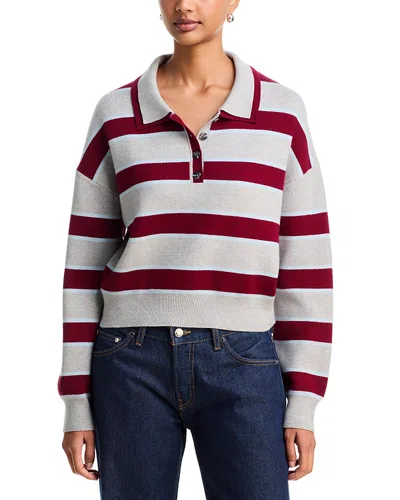 525 America Vera Double Johnny Collar Rugby Stripe Sweater In Multi