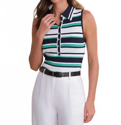 525 America Vivienne Johnny Collar Stripped Tank In Dark Blue Multi