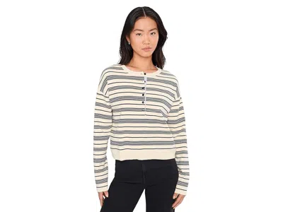 525 America Vivienne Stripe Drop Shoulder Henley In White