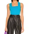 525 America Wide Strap Square Neck Tank Top In Bluetiful In Multi
