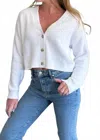 525 America Women's Charlie Solid Cropped Cardigan In White In White