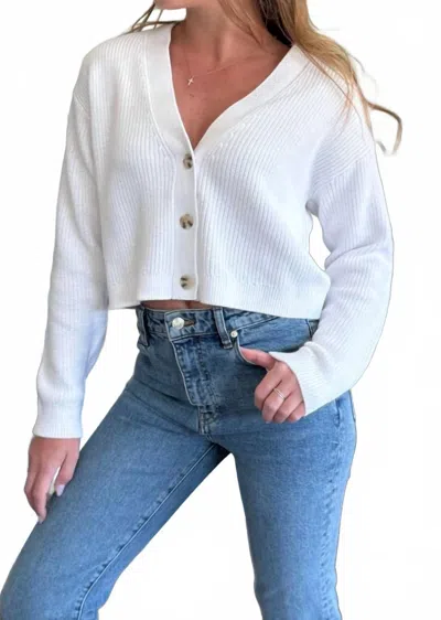 525 America Women's Charlie Solid Cropped Cardigan In White
