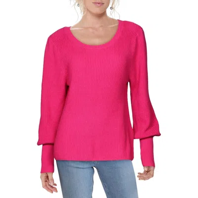 525 America Womens Cotton Bishop Sleeves Crewneck Sweater In Pink