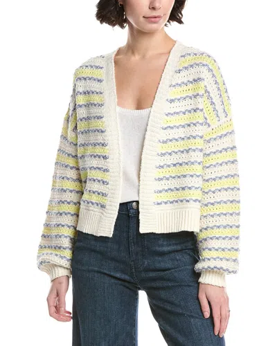 525 America Zoe Crimped Mix Cardigan In White