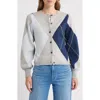 525 Argyle Balloon Sleeve Cardigan In Blue
