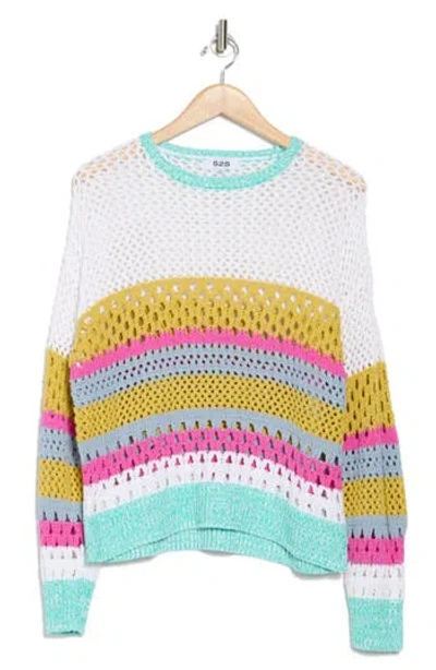 525 Arya Openwork Sweater In Cyan Multi