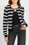 525 Ashley Chevron Stripe Cardigan In Black Multi