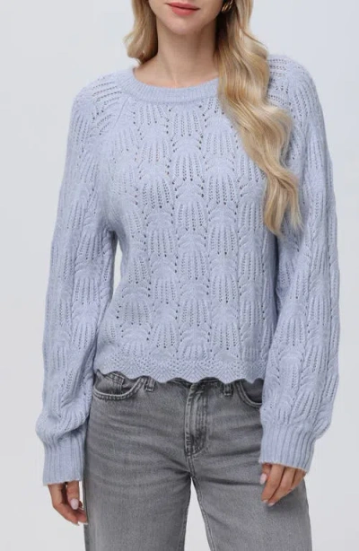 525 Athena Pointell Bow Back Sweater In Light Blue