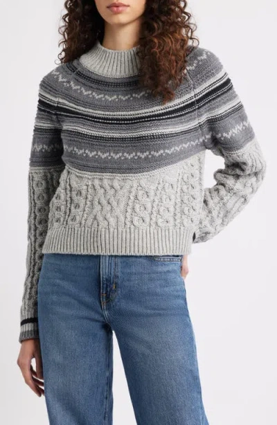 525 Ayana Fair Isle Mixed Stitch Sweater In Gray