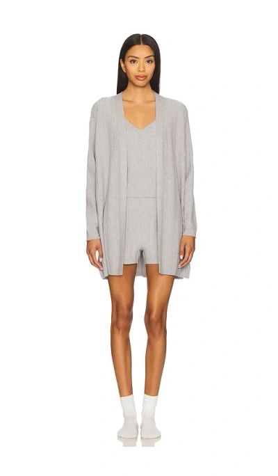 525 Azalea Ribbed Short Set In Gray