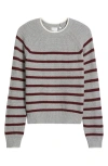 525 Brooks Stripe Cotton Pullover Sweater In Gray