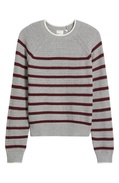 525 Brooks Stripe Cotton Pullover Sweater In Gray
