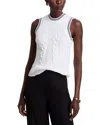 525 Cable Knit Sleeveless Sweater In Bleach White Multi