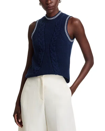 525 Zoey Cable Stitch Sweater Vest In Dark Blue Multi