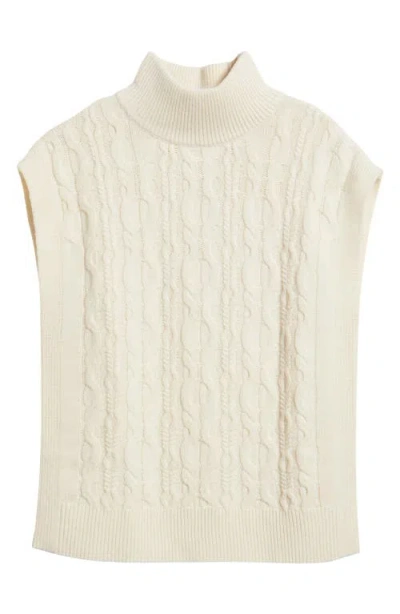 525 Cable Sleeveless Mock Neck Sweater In Neutral