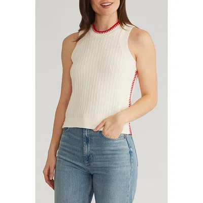 525 Cable Stitch Tipping Sweater Tank In Sea Salt Multi