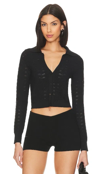 525 Cara Cropped Cardigan In 黑色