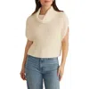 525 Cate Short Sleeve Cowl Neck Cotton Sweater In Cream