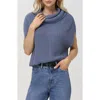 525 Cate Short Sleeve Cowl Neck Cotton Sweater In Flint Stone