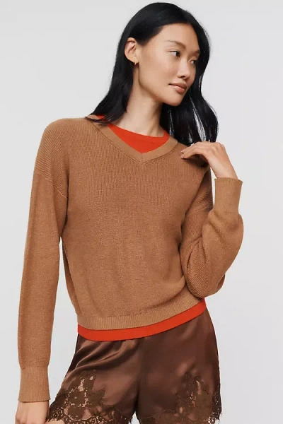 525 Delancey Cotton Cashmere Blend Sweater In Brown