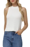 525 High Crew Neck Sleeveless Tank With Side Slits In White In Chalk