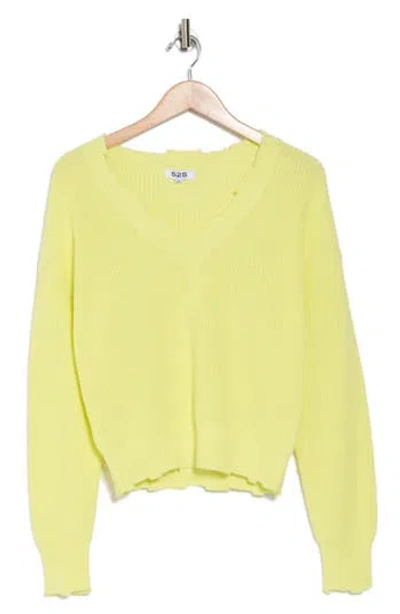 525 Distressed V-neck Cotton Sweater In Yellow