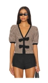 525 Elaine Puff Sleeve Bow Cardi In Sea Salt Multi