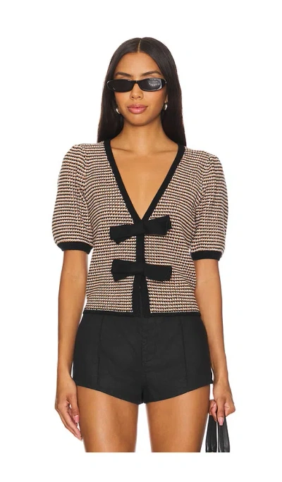 525 Elaine Puff Sleeve Bow Cardi In Sea Salt Multi