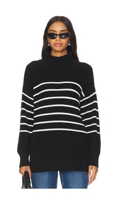 525 Elise Oversized Striped Turtleneck Pullover In 블랙 멀티