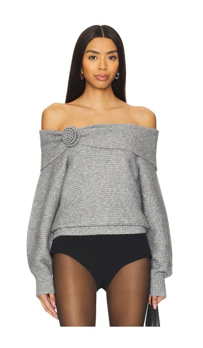 525 Elizabeth Rosetts Off-the-shoulder Sweater In Smoke Grey