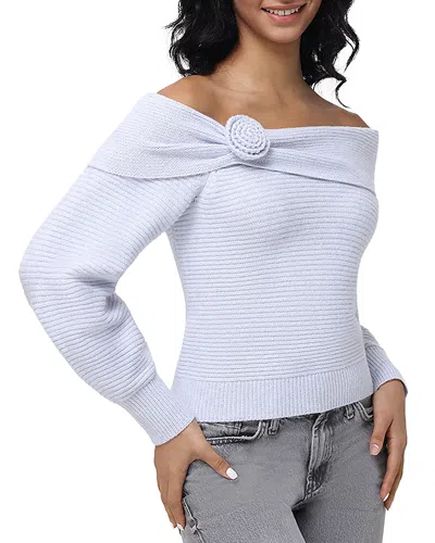 525 Elizabeth Rosetts Off-the-shoulder Sweater In Smoke Grey