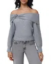 525 Elizabeth Rosetts Off-the-shoulder Sweater In Smoke Grey