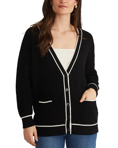 525 Emma Contrast Trim Cardigan In Black Multi