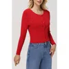 525 Eva Rib Cardigan In Cherry Red