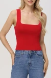 525 Eva Square Neck Crop Rib Tank In Cherry Red