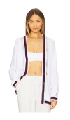 525 Janet Varsity Crochet Oversized Cardigan In Bleach White Multi