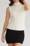 525 Kendall Cable Knit Funnel Neck Sweater Vest In Sea Salt