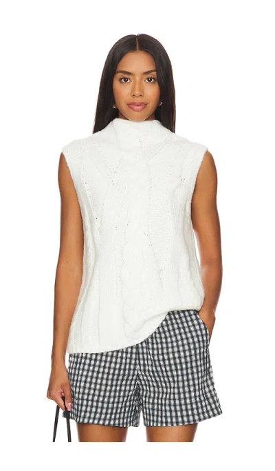 525 Kendall Funnel Neck Cable Vest In Sea Salt