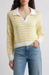525 Kimberly Stripe Open Stitch Cotton Sweater In Bleach White Multi