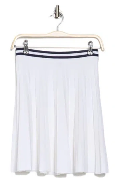 525 Larissa Stripe Waist Pleated Skirt In White