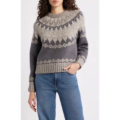 525 Lela Fair Isle Raglan Sweater In Gray