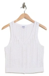 525 Lisa Pointelle Button Tank In White