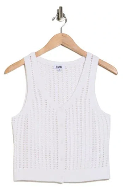 525 Lisa Pointelle Button Tank In White