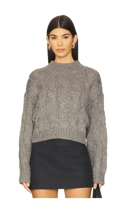 525 Lola Lurex Cable Cropped Pullover In Pewter Heather Lurex