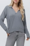 525 Maddi Johnny Collar Cotton Blend Sweater In Smoke Grey
