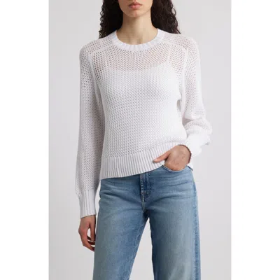 525 Margot Openwork Cotton Mesh Sweater In White
