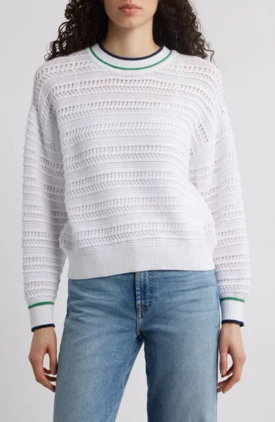 525 Mary Open Stitch Crewneck Sweater In Bleach White Multi